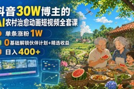 抖音AI农村治愈动画短视频教程 0基础涨粉变现全流程实操课