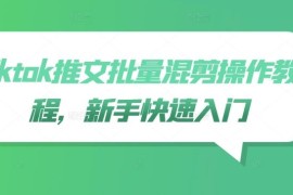 TikTok推文批量混剪操作教程 新手零基础快速入门全指南