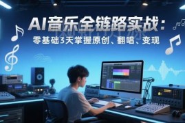 零基础AI音乐全链路实战课 3天掌握原创翻唱及变现方法