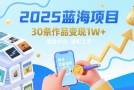 2025适合小白操作的蓝海项目 发布30条作品即可变现1万+