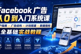 Facebook广告新手从0入门教程 开户搭建数据指标全实战讲解