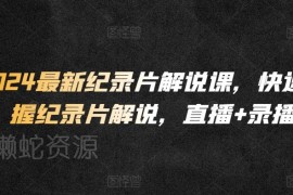 2024最新纪录片解说课 直播录播结合快速掌握解说创作技能