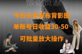 今日头条发布背影图赚钱教程 单账号日收益30-50可批量放大操作