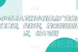 24小时无人直播小程序点广告掘金项目 附最新防封实操教程
