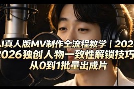 AI真人版MV全流程制作教学 人物一致性解锁技巧零基础可学