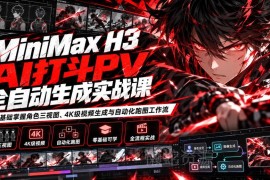 MiniMax H3 AI打斗PV全自动生成实战课：零基础掌握角色三视图、4K级视频生成与自动化跑图工作流
