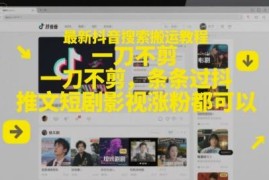 2024抖音一刀不剪搬运实操教程 短剧影视推文涨粉通用方法