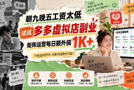 朝九晚五工资偏低想增收 拼多多虚拟店矩阵运营副业玩法详解