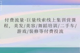 巨量线索付费投流线上集训营 本地商家多行业适用实操教学课程