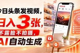 今日头条AI自动生成视频赚钱方法 不露脸不拍摄新手手机即可操作