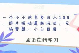 冷门照片拼贴信息差玩法拆解 小白无脑操作单账号可日入百元