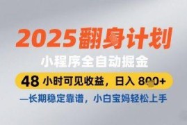 2025微信小程序全自动掘金项目解析 零基础可上手的稳定长期副业