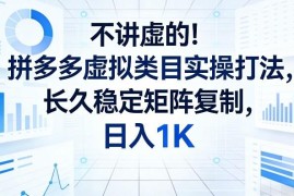 拼多多虚拟类目实操打法详解 低风险可矩阵复制副业赚钱攻略