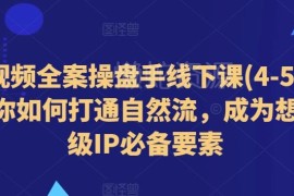 2024年4-5月短视频全案操盘手线下课 教你打通自然流打造优质IP
