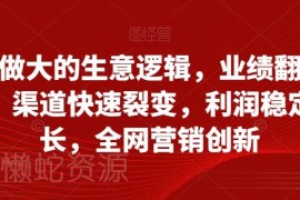 从小做大的生意逻辑系统课 掌握业绩增长渠道裂变实操方法