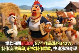 田园轻动漫爆款账号打造教程 87个作品涨粉342W实操玩法