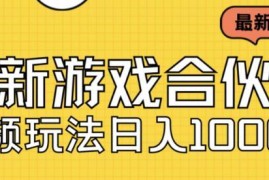 2024最新快手游戏合伙人视频玩法 零基础小白可操作轻松获收益