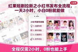 红果短剧拉新小红书发布全流程 小白0粉每天2小时即可上手