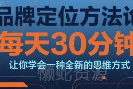 品牌定位方法论系统课程 每天30分钟学会商业运营新思维