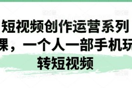 短视频创作运营系统课程 单人用手机从零玩转短视频全流程