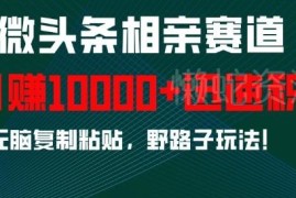 2024微头条相亲赛道野路子实操玩法 复制粘贴即可实现月入过万