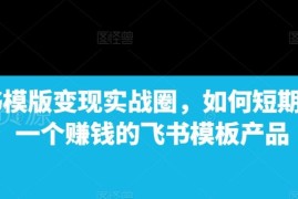 飞书模板变现实战攻略 教你短期搭建可盈利飞书模板产品