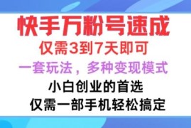 快手万粉号3-7天速成玩法 小白可上手多渠道变现实操教程