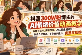 抖音300W粉博主AI情绪价值动画教学 从起号到签约全流程实操