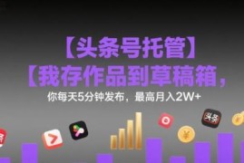 头条号托管副业操作指南 每天5分钟发布最高可月入2万元