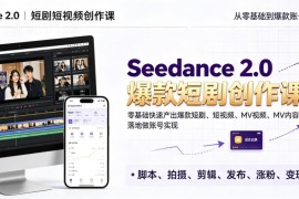 Seedance 2.0短剧短视频创作课 零基础学AI内容创作落地做号变现