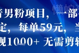 抖音男粉变现项目实操：无需剪辑单手机操作 单日可变现上千元