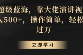大佬演讲视频蓝海副业实操教程 低门槛易操作日入可达500+