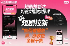 小红书短剧拉新破大播放实操技巧 提升流量增长收益干货分享