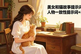 美女与猫主题创作提示词 含人物一致性控制及故事板配套资料