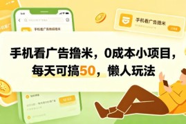 0成本手机看广告赚收益玩法 懒人无门槛副业每日可入50元