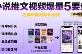 小说推文视频爆量核心技巧 爆款素材查找及制作实用教程