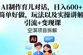 AI制作育儿对话副业实操 引流变现全流程玩法详细讲解