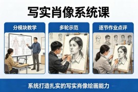 写实肖像系统绘画课程 分模块多轮示范逐节点评 夯实绘画功底