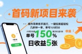 2024最新一键拉新首码项目玩法 单号每小时收益可达50元