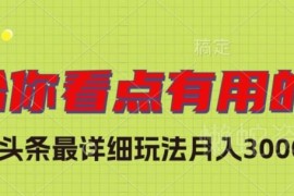 微头条详细运营玩法分享 普通人兼职做微头条月入3000+指南