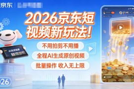 2026京东AI短视频带货新玩法 无需拍剪直播可批量操作赚佣金