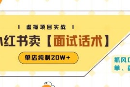 小红书卖面试话术虚拟资料玩法 单店纯利20W+附爆款笔记教程