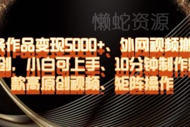 单条作品变现超5000 外网搬运二创小白10分钟做高原创爆款视频教程