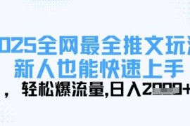 2025全网小说推文全玩法 新人零剪辑基础上手副业爆流赚收益