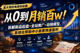 电商创业圈全链路运营实操课 拆解起盘推广助力中小卖家盈利