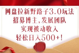 2024网盘拉新野路子3.0玩法 招募博主发展团队获稳定被动收入