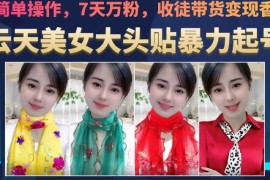 云天美女大头贴暴力起号教学 7天万粉可收徒可带货变现