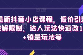 抖音小店全流程实操运营教程 选品引流达人玩法销量提升攻略