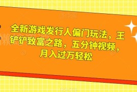 游戏发行人偏门玩法拆解：王铲铲致富之路低门槛赚钱实操教程