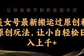 美女号搬运过原创方法与原创玩法 新手小白可落地的变现操作指南